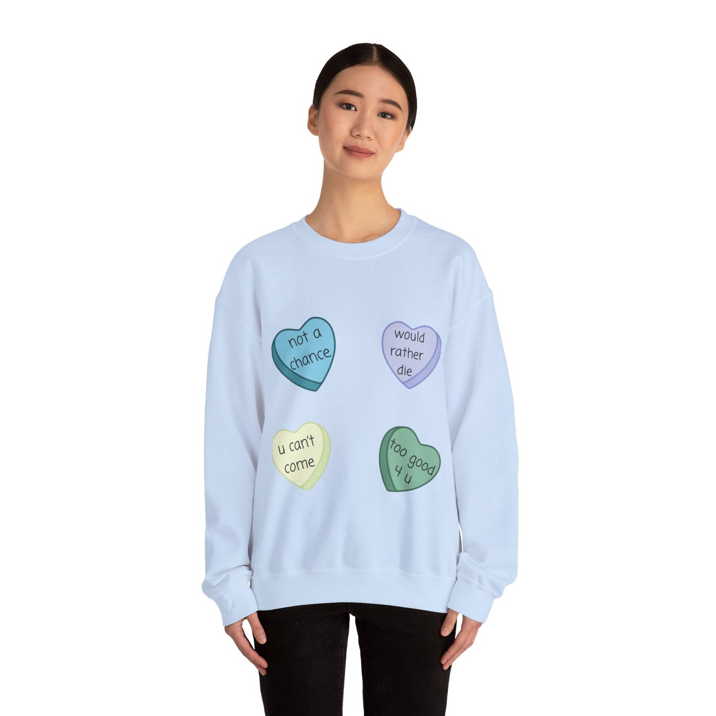 Heart Candy Sweatshirt, Gift for Singles, Love Sweatshirt, Valentine's Day Gift, Hopeless Romantic, Galentines Gift