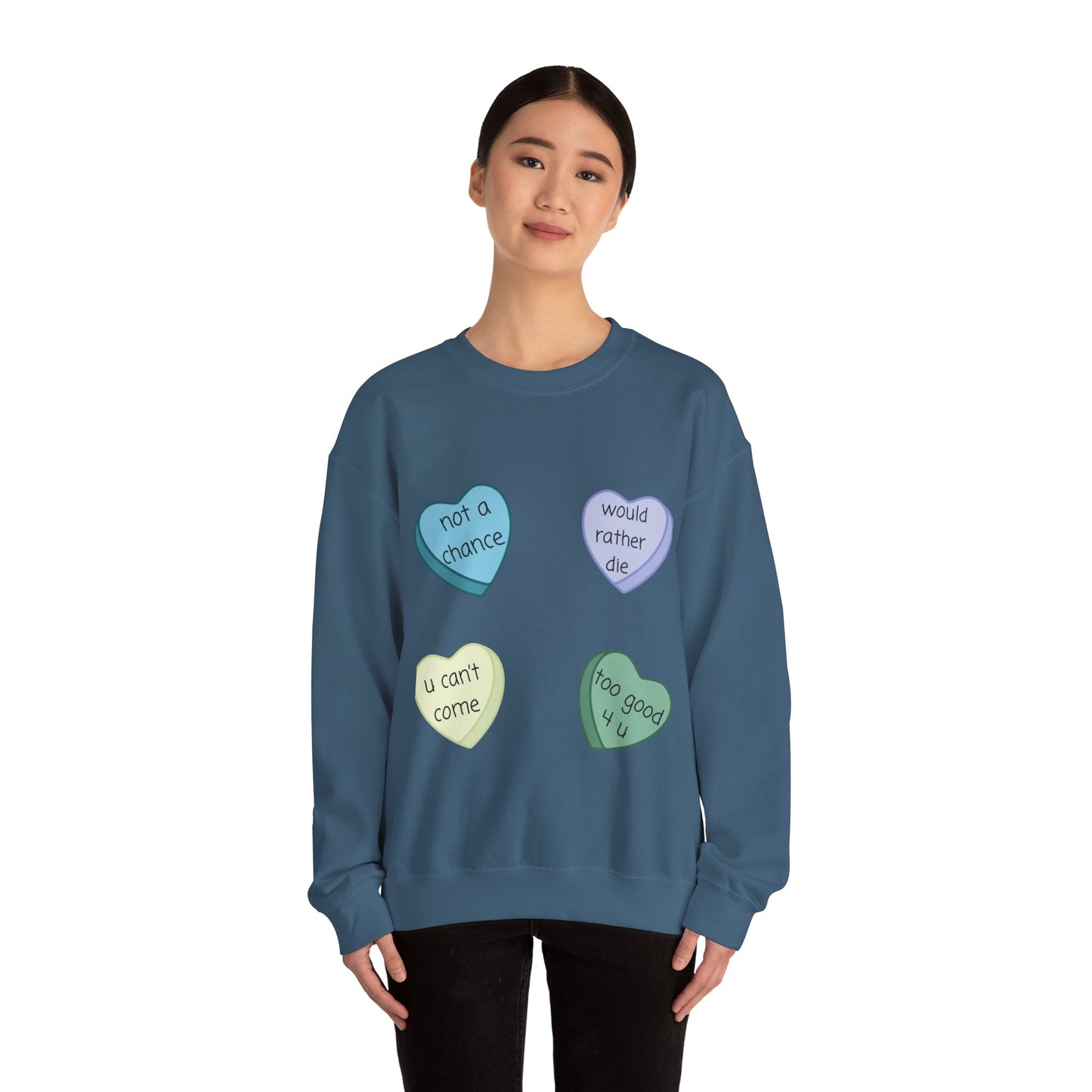 Heart Candy Sweatshirt, Gift for Singles, Love Sweatshirt, Valentine's Day Gift, Hopeless Romantic, Galentines Gift