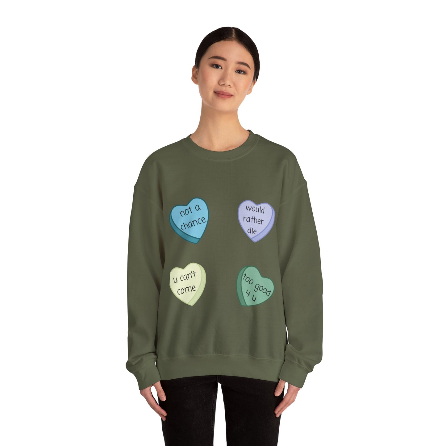 Heart Candy Sweatshirt, Gift for Singles, Love Sweatshirt, Valentine's Day Gift, Hopeless Romantic, Galentines Gift