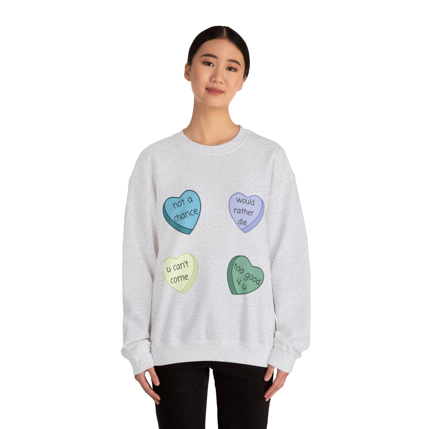 Heart Candy Sweatshirt, Gift for Singles, Love Sweatshirt, Valentine's Day Gift, Hopeless Romantic, Galentines Gift