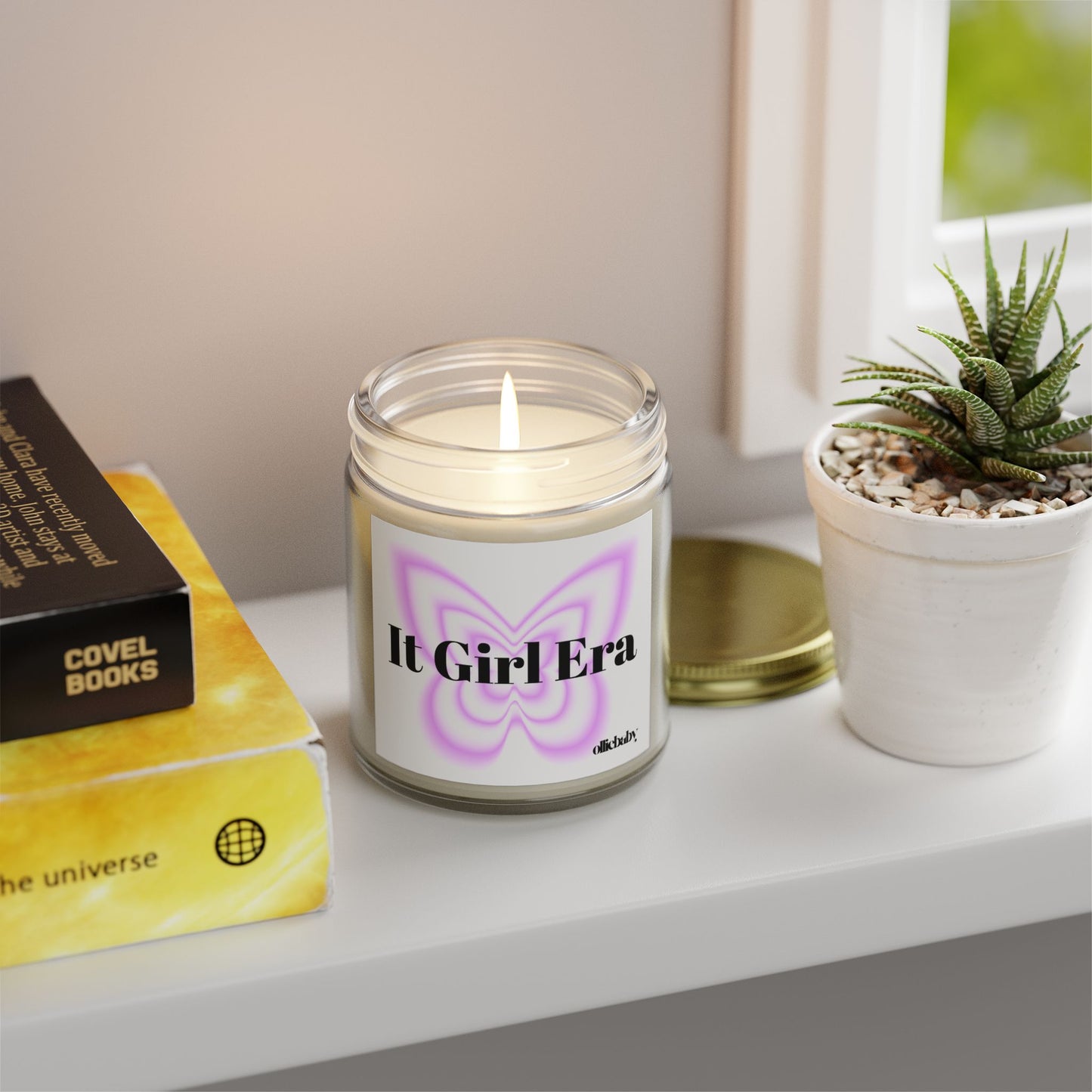 9oz Cute Aesthetic Coconut Apricot Wax Scented Candle for It Girl Era Vibes, Room Decor, Relaxation Gift, Self-care, Teen Gift