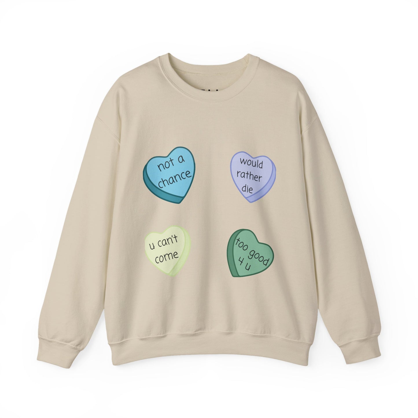 Heart Candy Sweatshirt, Gift for Singles, Love Sweatshirt, Valentine's Day Gift, Hopeless Romantic, Galentines Gift