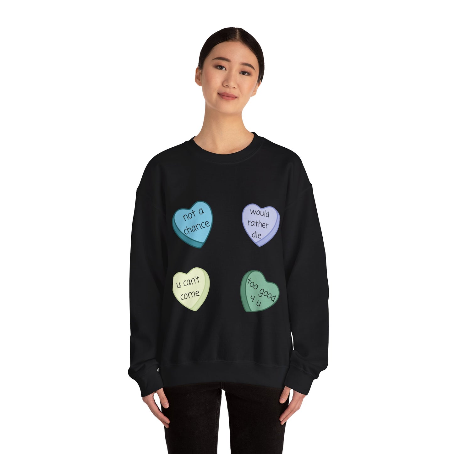 Heart Candy Sweatshirt, Gift for Singles, Love Sweatshirt, Valentine's Day Gift, Hopeless Romantic, Galentines Gift