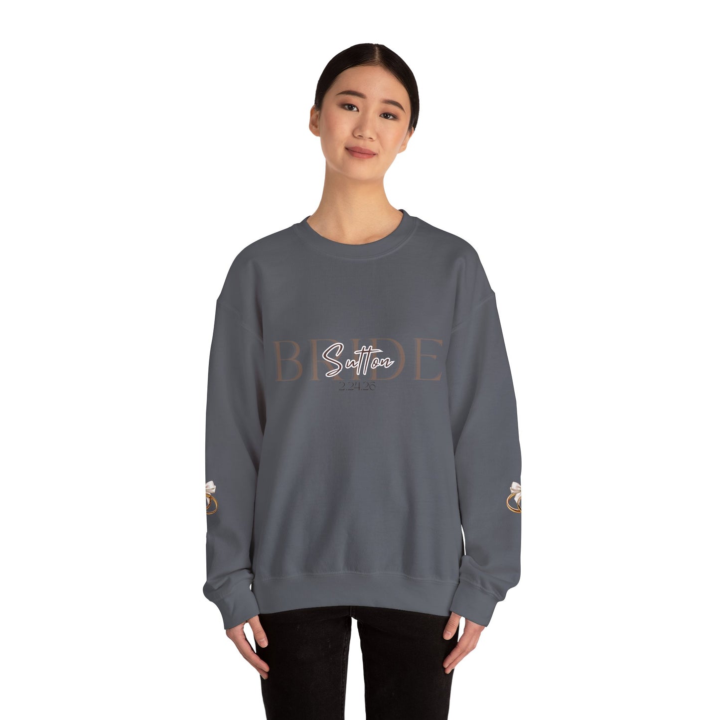 Custom Wedding Name and Date Crewneck Sweatshirt, Wedding Wear, Personalized Bridal Party Gift, Bachelorette Party, Wedding Gift