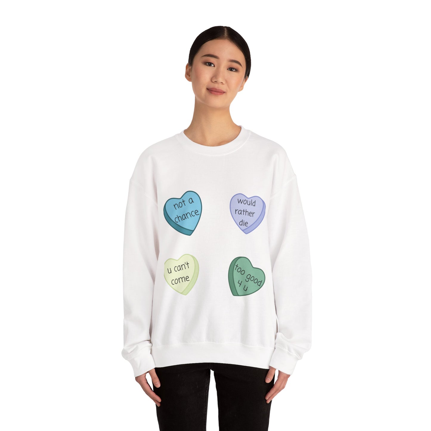 Heart Candy Sweatshirt, Gift for Singles, Love Sweatshirt, Valentine's Day Gift, Hopeless Romantic, Galentines Gift