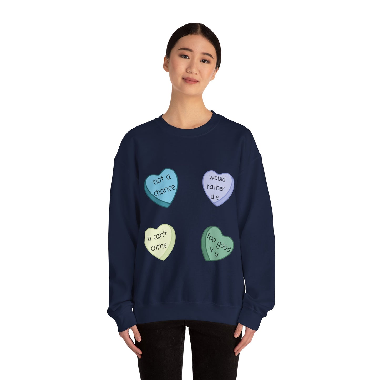 Heart Candy Sweatshirt, Gift for Singles, Love Sweatshirt, Valentine's Day Gift, Hopeless Romantic, Galentines Gift