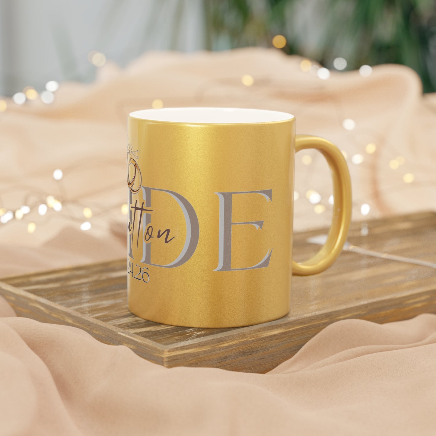 Metallic Mug, Customizable Wedding Gift, Heartfelt Trendy Cup, Silver Gold Drinkware, Personalized Bridal Shower Present