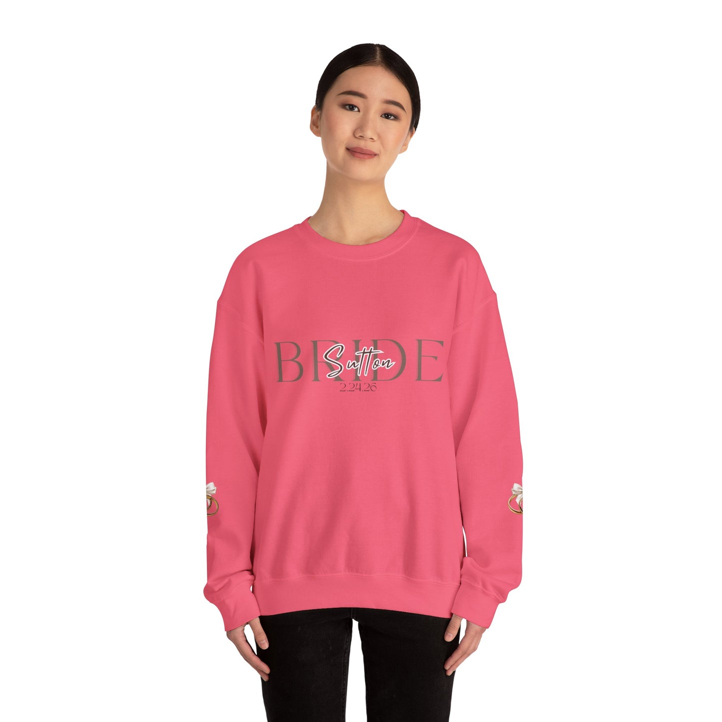 Custom Wedding Name and Date Crewneck Sweatshirt, Wedding Wear, Personalized Bridal Party Gift, Bachelorette Party, Wedding Gift