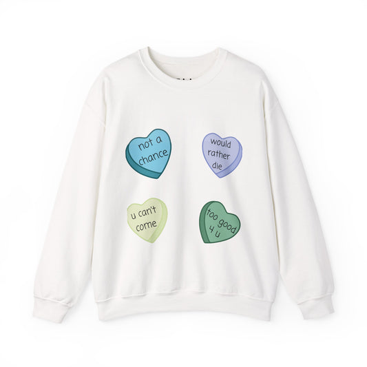 Heart Candy Sweatshirt,  Gift for Singles, Love Sweatshirt, Valentine's Day Gift, Hopeless Romantic, Galentines Gift