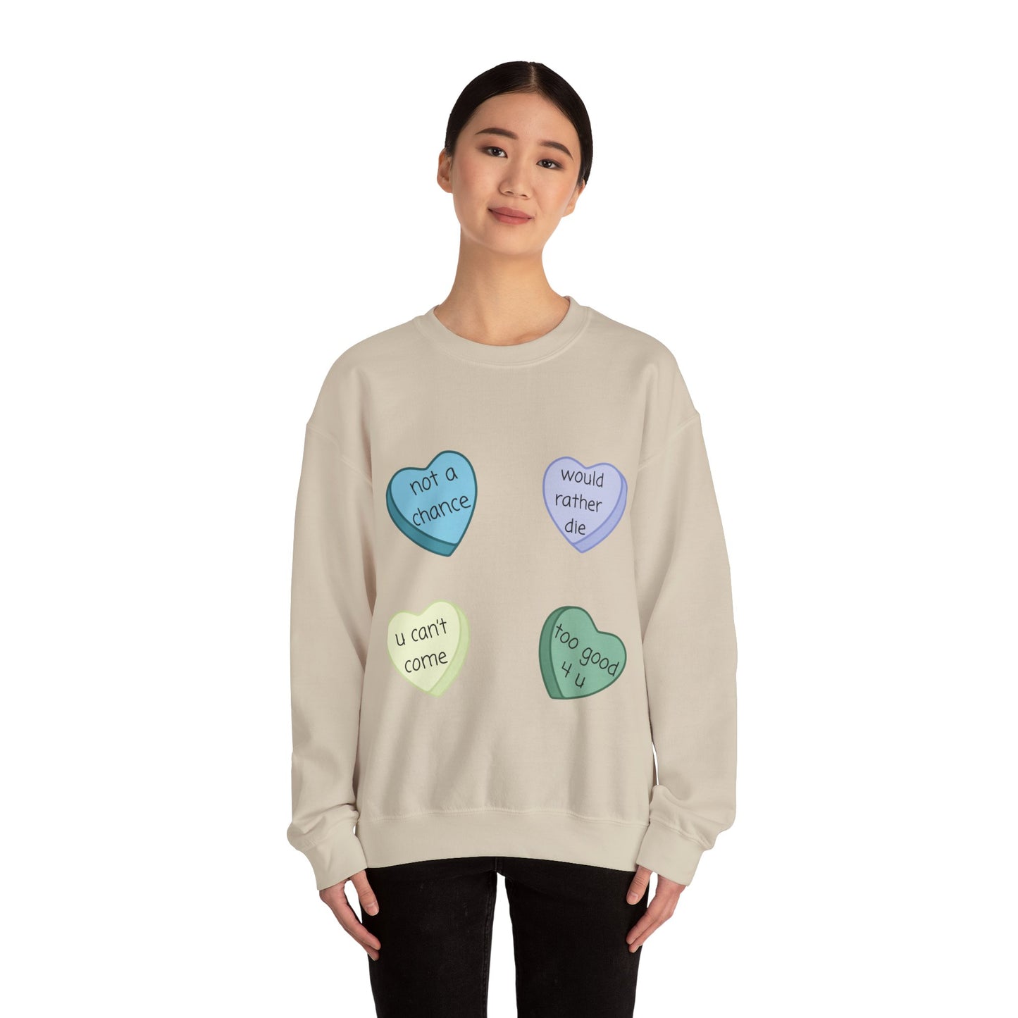 Heart Candy Sweatshirt,  Gift for Singles, Love Sweatshirt, Valentine's Day Gift, Hopeless Romantic, Galentines Gift