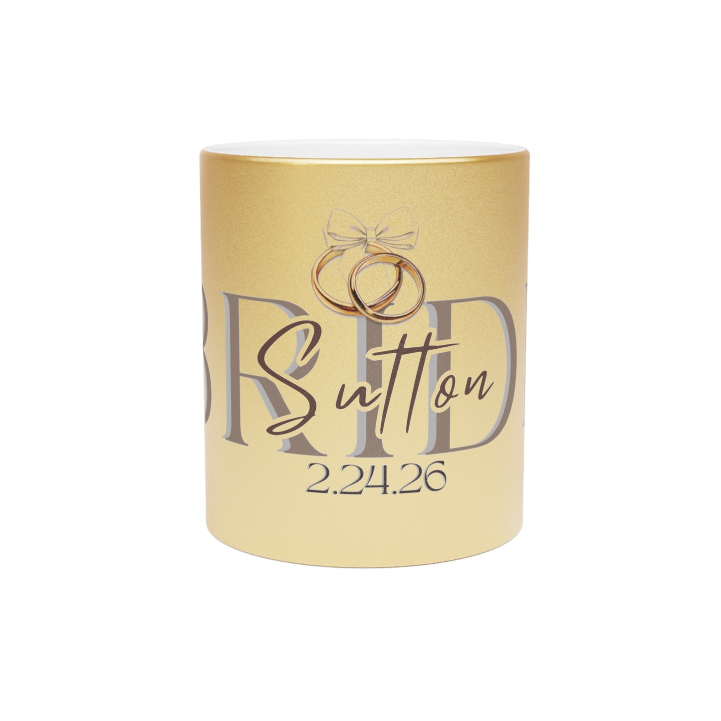 Metallic Mug, Customizable Wedding Gift, Heartfelt Trendy Cup, Silver Gold Drinkware, Personalized Bridal Shower Present