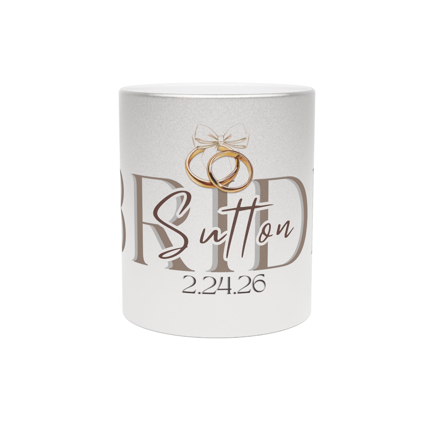 Metallic Mug, Customizable Wedding Gift, Heartfelt Trendy Cup, Silver Gold Drinkware, Personalized Bridal Shower Present