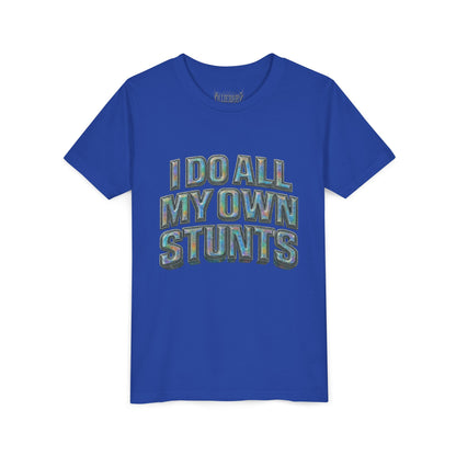 I do all my own stunts - kids Unisex Plain White Crew T‑Shirt