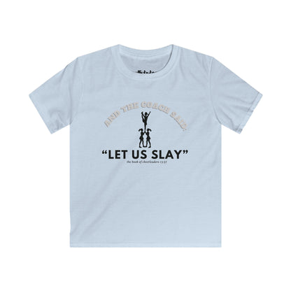 Cheerleader Kids Softstyle Tee, Let Us Slay Cheerleading T Shirt, Practice Shirt for Girls, Cheer Coach Gift, Cheerleader Team Tee