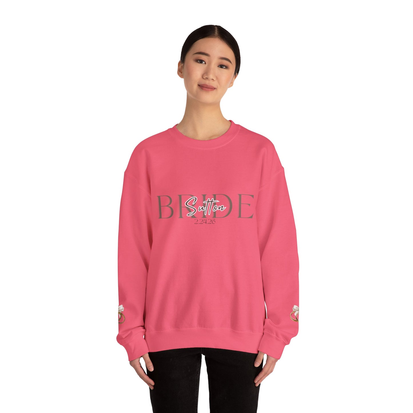 Custom Wedding Name and Date Crewneck Sweatshirt, Wedding Wear, Personalized Bridal Party Gift, Bachelorette Party, Wedding Gift