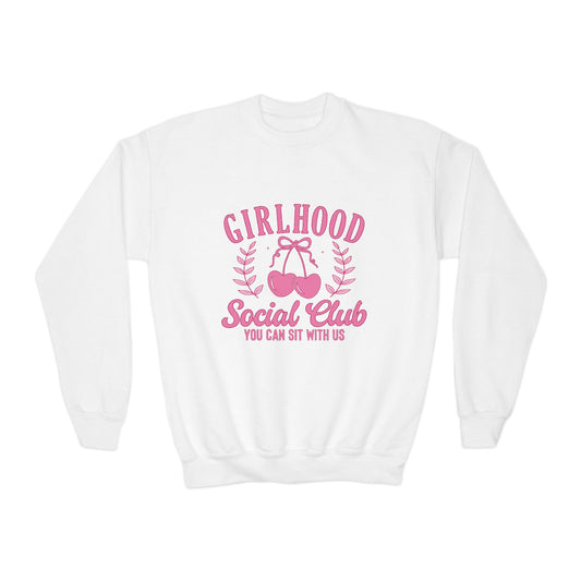 Girlhood Social Club Youth Crewneck Sweatshirt - You Can Sit With Us, Kind Girls Gift, Supportive Women, Comfy and Cute Apparel