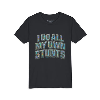 I do all my own stunts - kids Unisex Plain White Crew T‑Shirt