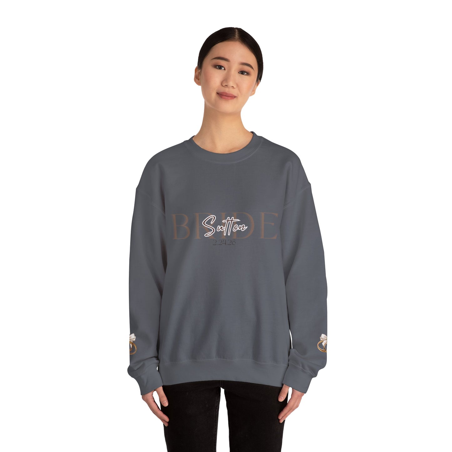 Custom Wedding Name and Date Crewneck Sweatshirt, Wedding Wear, Personalized Bridal Party Gift, Bachelorette Party, Wedding Gift