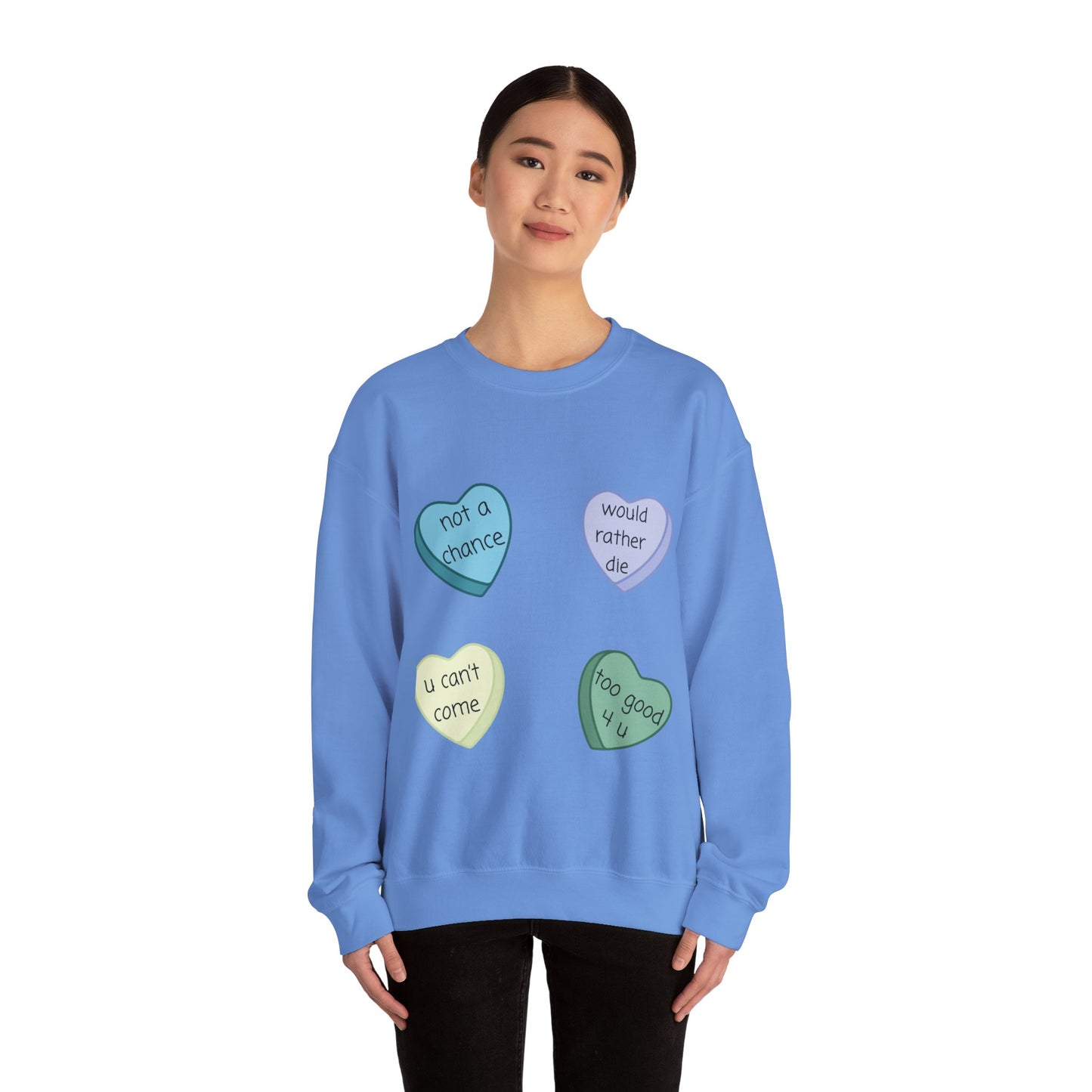 Heart Candy Sweatshirt,  Gift for Singles, Love Sweatshirt, Valentine's Day Gift, Hopeless Romantic, Galentines Gift