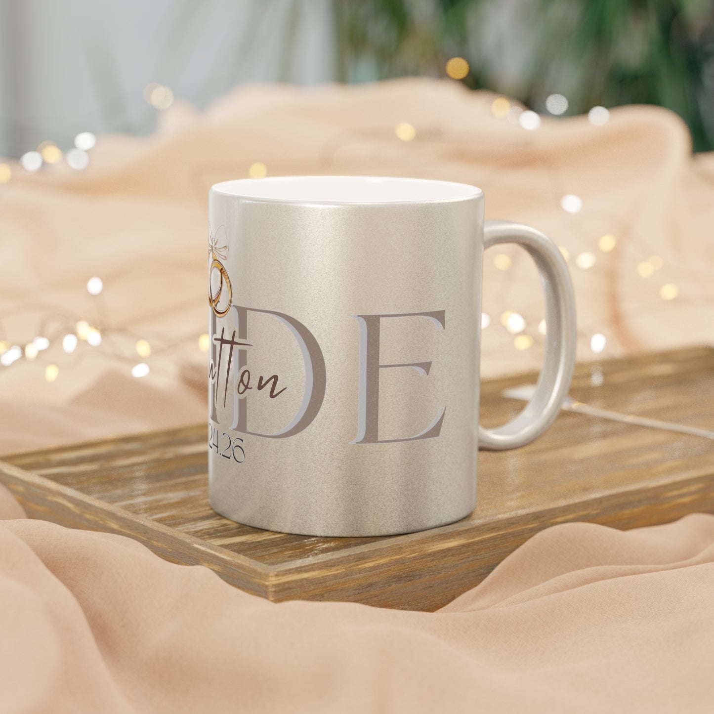 Metallic Mug, Customizable Wedding Gift, Heartfelt Trendy Cup, Silver Gold Drinkware, Personalized Bridal Shower Present