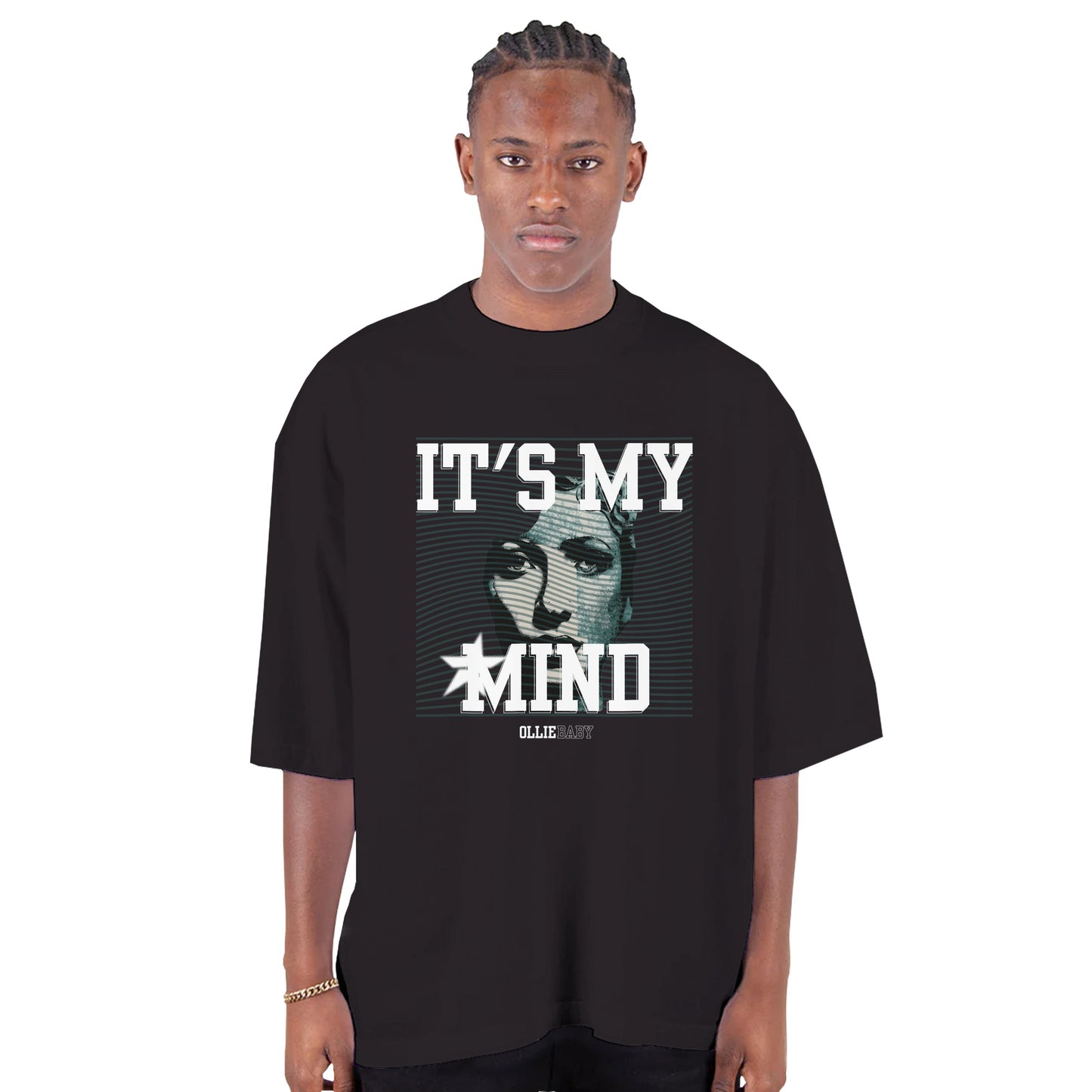 it's my mind Men's Oversized Thick Neck Drop-Shoulder Crewneck T-Shirt