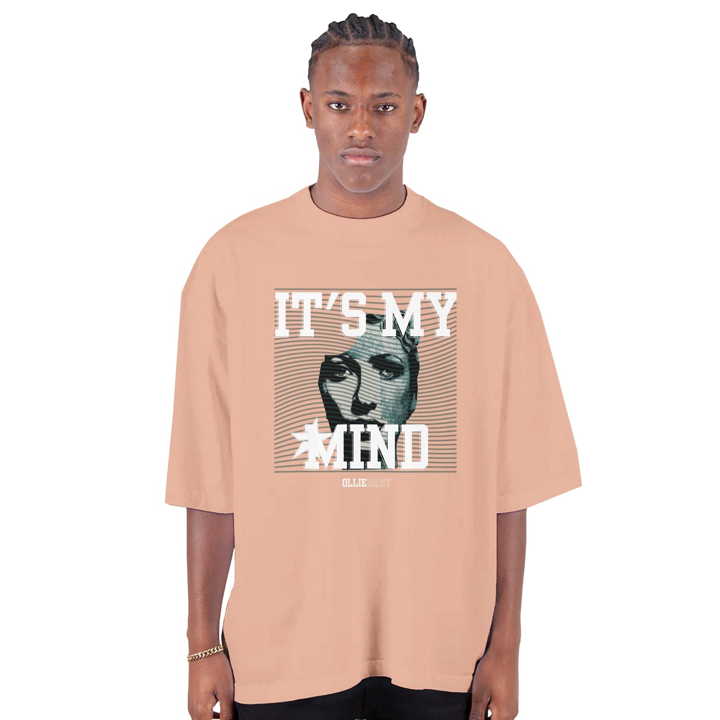 it's my mind Men's Oversized Thick Neck Drop-Shoulder Crewneck T-Shirt