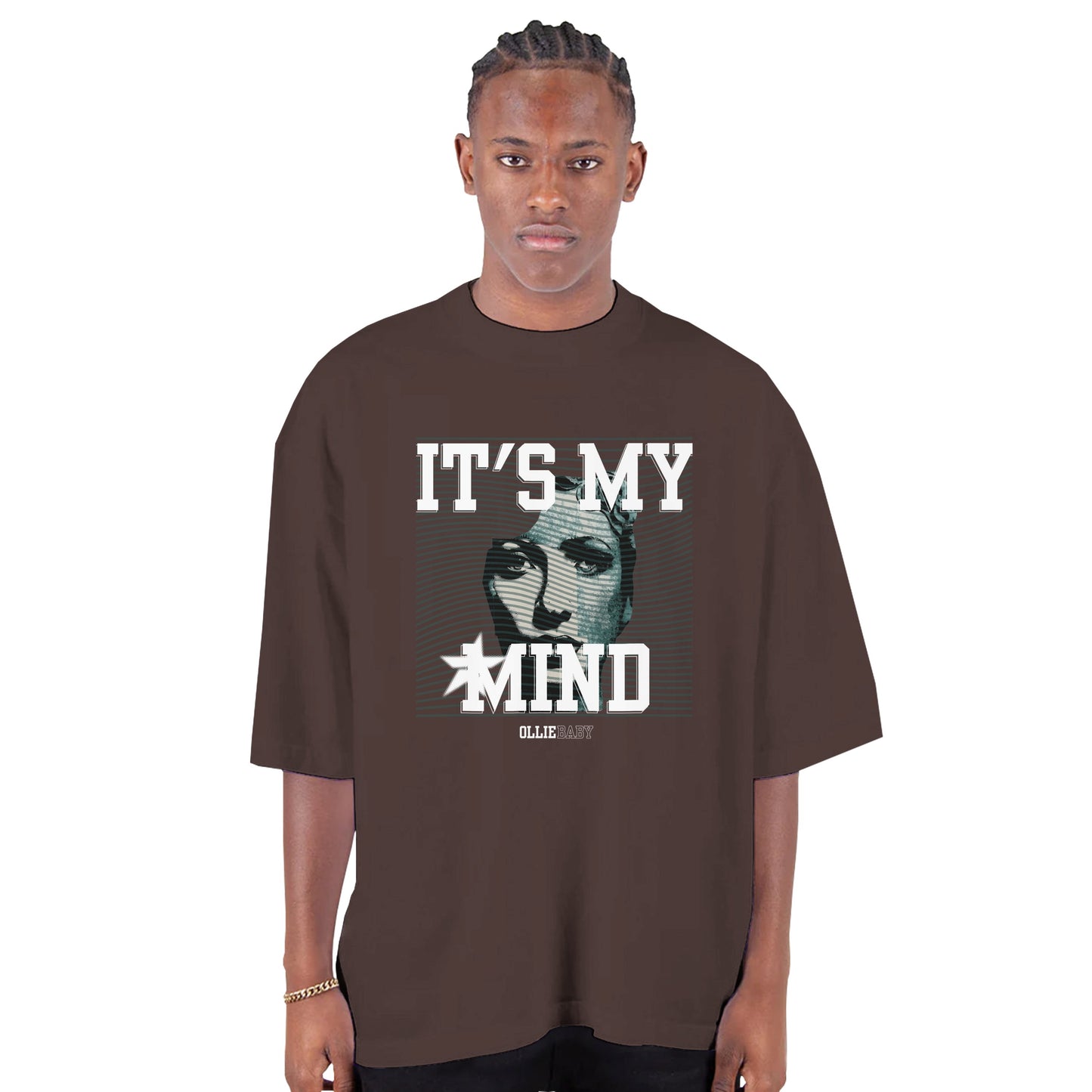 it's my mind Men's Oversized Thick Neck Drop-Shoulder Crewneck T-Shirt