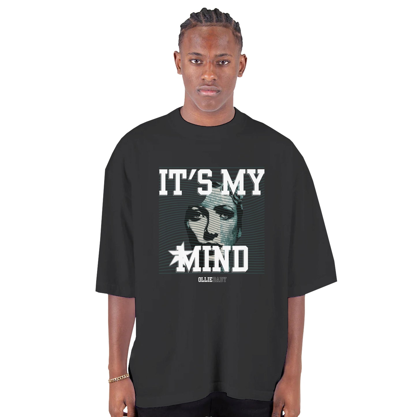 it's my mind Men's Oversized Thick Neck Drop-Shoulder Crewneck T-Shirt