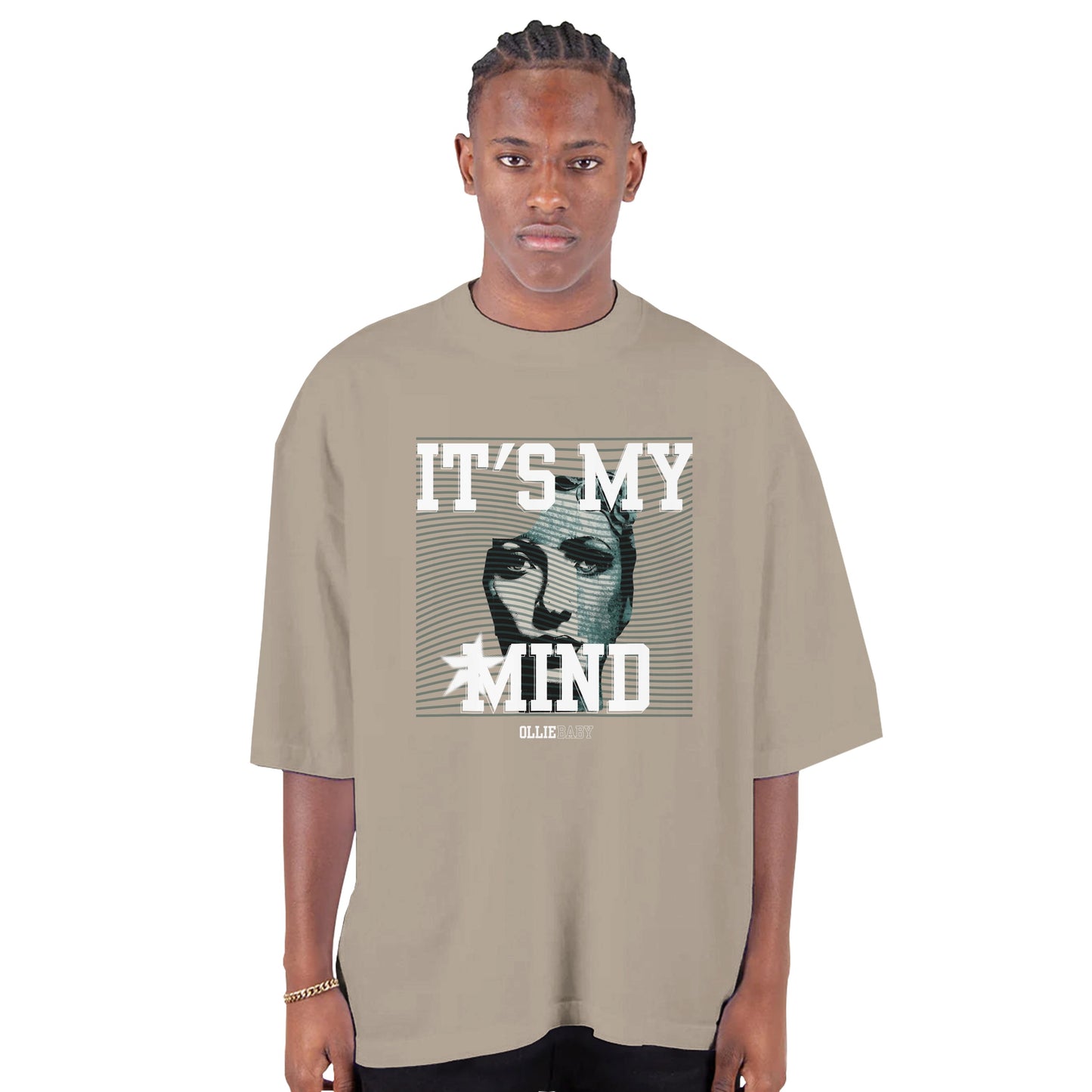 it's my mind Men's Oversized Thick Neck Drop-Shoulder Crewneck T-Shirt